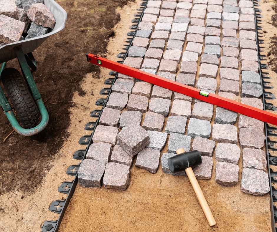 garden paving under construction