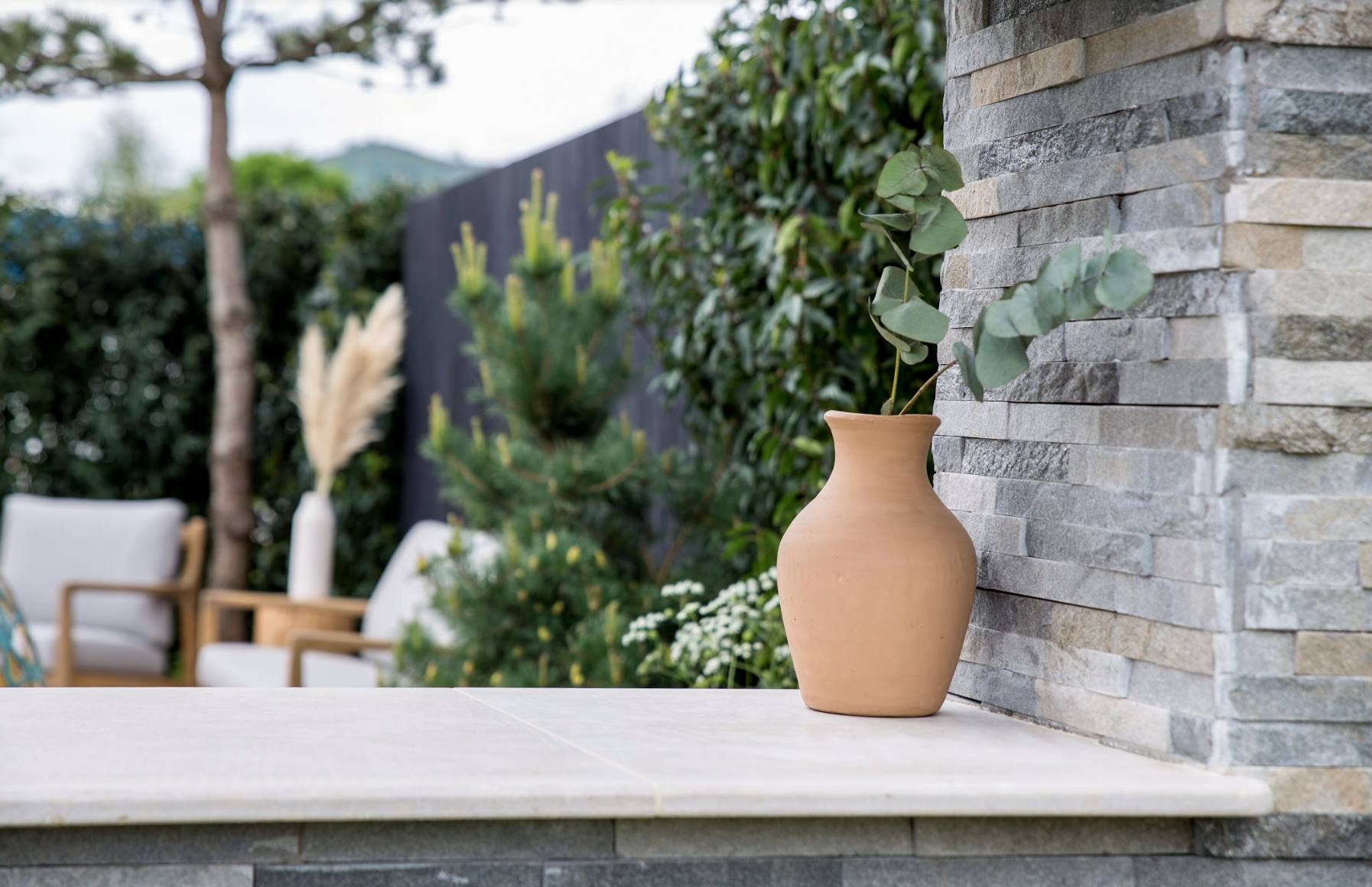 modern garden design with pot